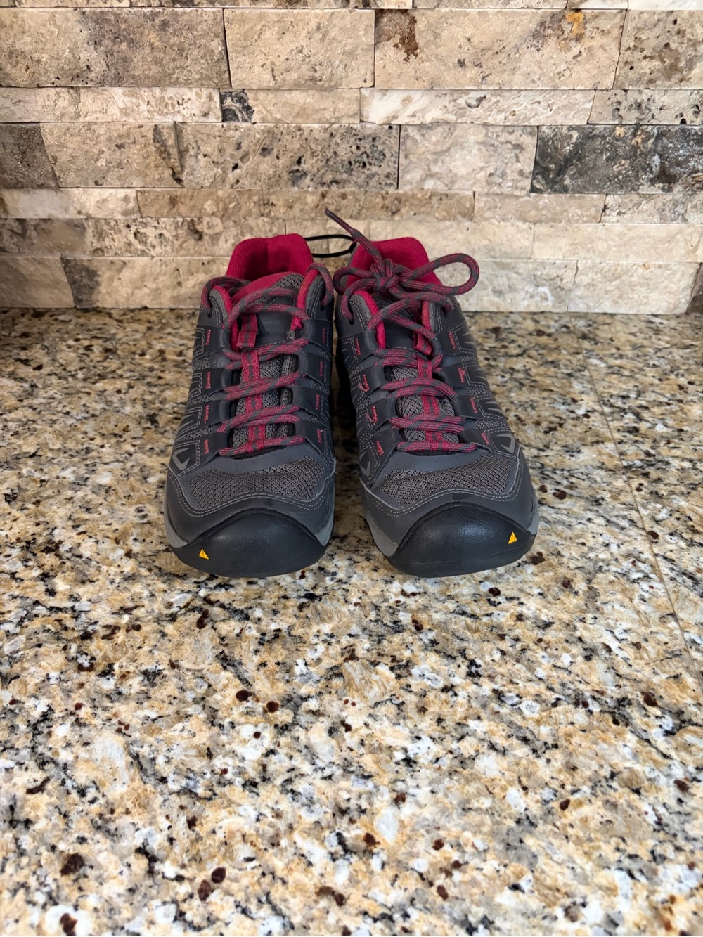 Gray Keen Hiking Sneakers with Pink Accents